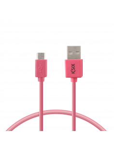 Cable de carga Lightning a USB-A Ksix, Made For iPhone, Compatible carga  rápida y transmisión de datos, 1 metro, Rosa