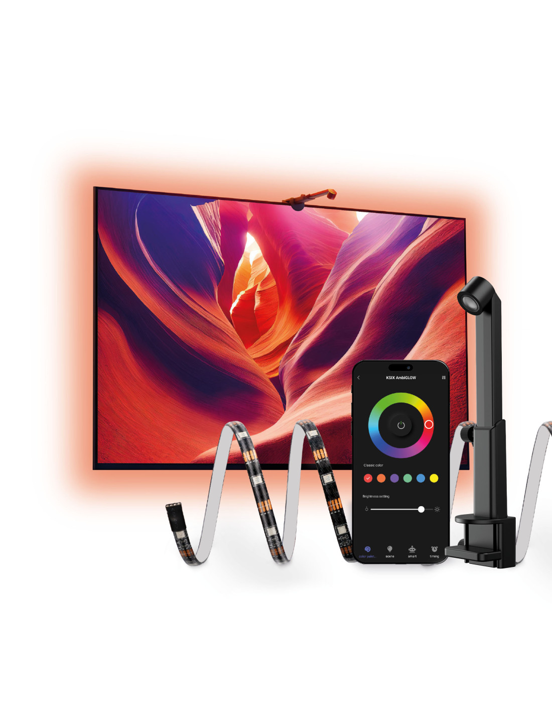 SmartLED TV backlight strips AmbiGlow, 75” Color sensor, Ksix RGB, 55 modes, Scene TV, to Tuya