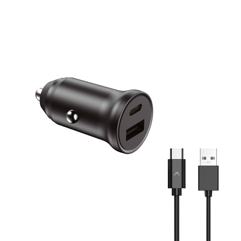 Cargador de coche Ksix, 12W, Made for iPhone + cable Lightning - USB C