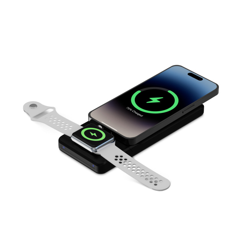 Cargador inalámbrico Ksix 3en1 15 W, Plegable, Compatible MagSafe, Carga  rápida, Para móviles Qi, Apple Watch y AirPods, Blanco